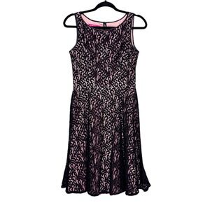 Nine & Co Coquette Goth Lace Fit & Flare Dress Size 6 Pink Black